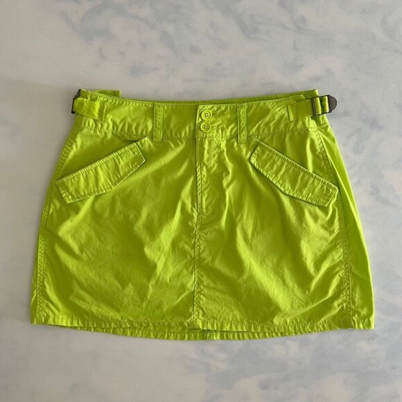 H&M Neon Green Cotton Poplin Utility Skirt - Picture 1 of 7